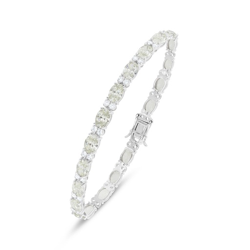 [BRC01CIT00WCZB533] Sterling Silver 925 Bracelet Rhodium Plated Embedded With Diamond Color And White Zircon