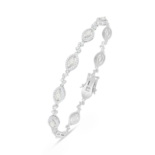 [BRC01CIT00WCZB534] Sterling Silver 925 Bracelet Rhodium Plated Embedded With Diamond Color And White Zircon