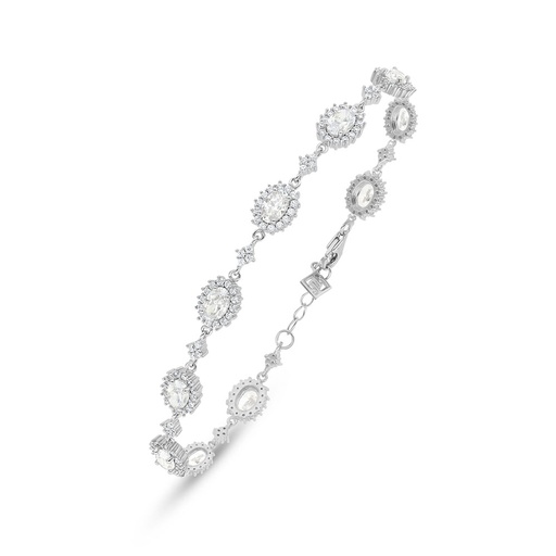 [BRC01WCZ00000B531] Sterling Silver 925 Bracelet Rhodium Plated Embedded With White Zircon