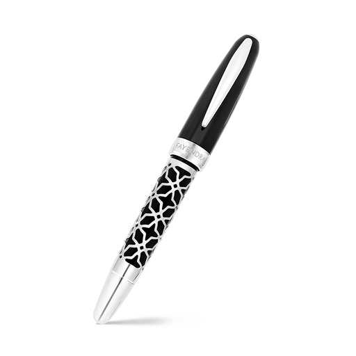 [PEN09BLK01000A001] Fayendra Pen Silver plated Black resin