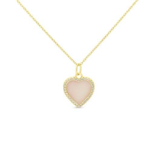 [NCL02PNK00WCZB161] Sterling Silver 925 Necklace Gold Plated Embedded With Pink Shell And White Zircon