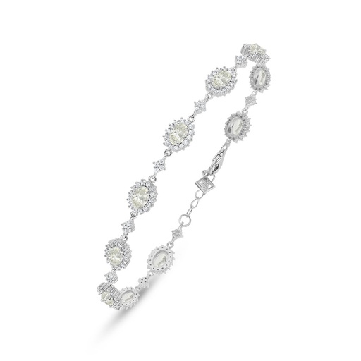 [BRC01CIT00WCZB531] Sterling Silver 925 Bracelet Rhodium Plated Embedded With Diamond Color And White Zircon
