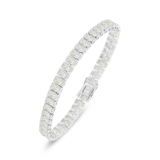 [BRC01CIT00WCZB532] Sterling Silver 925 Bracelet Rhodium Plated Embedded With Diamond Color And White Zircon