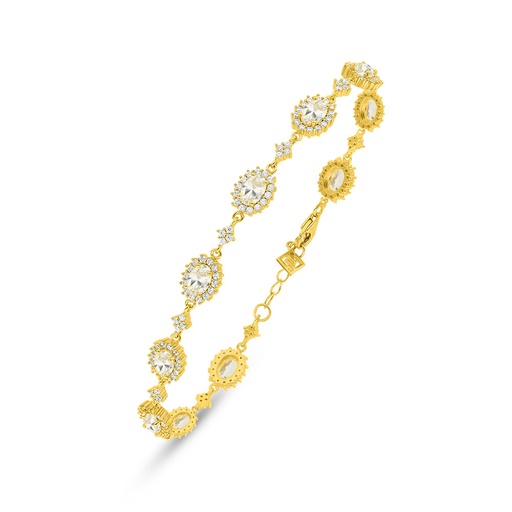 [BRC02CIT00WCZB531] Sterling Silver 925 Bracelet Golden Plated Embedded With Diamond Color And White Zircon