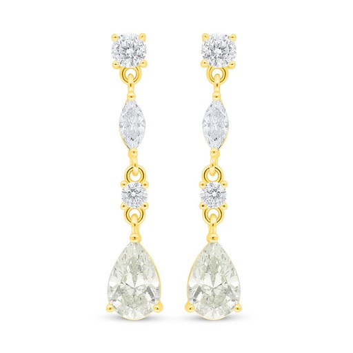 [EAR02CIT00WCZC985] Sterling Silver 925 Earring Golden Plated Embedded With Diamond Color And White Zircon