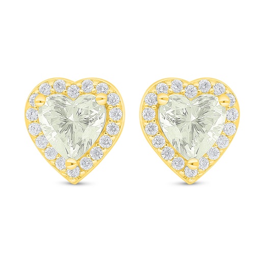 [EAR02CIT00WCZD008] Sterling Silver 925 Earring Golden Plated Embedded With Diamond Color And White Zircon