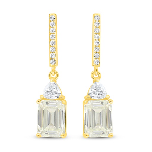 [EAR02CIT00WCZD012] Sterling Silver 925 Earring Golden Plated Embedded With Diamond Color And White Zircon