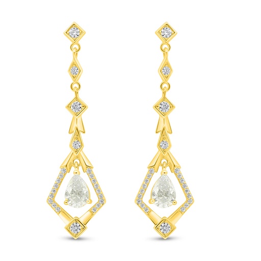 [EAR02CIT00WCZD016] Sterling Silver 925 Earring Golden Plated Embedded With Diamond Color And White Zircon