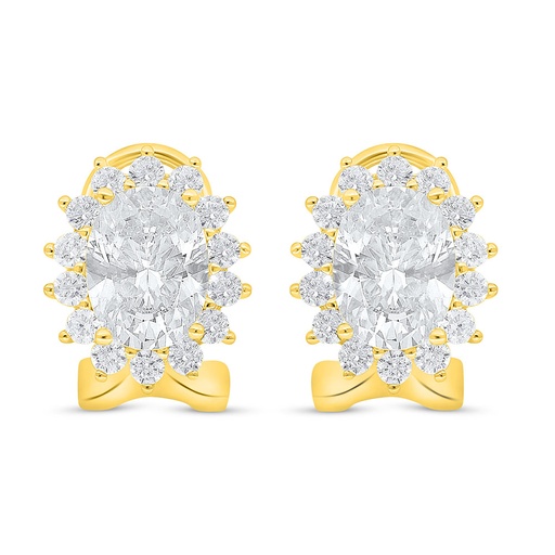 [EAR02CIT00WCZD042] Sterling Silver 925 Earring Golden Plated Embedded With Diamond Color And White Zircon
