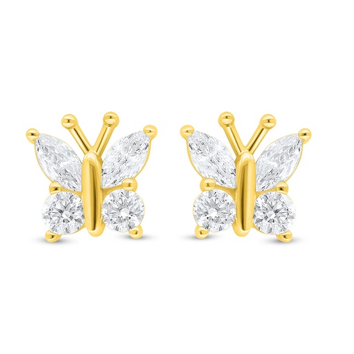 [EAR02WCZ00000D009] Sterling Silver 925 Earring Golden Plated Embedded WithWhite Zircon