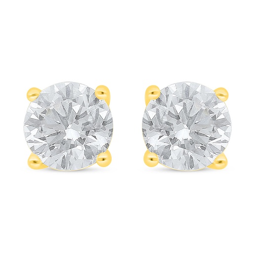 [EAR02WCZ00000D018] Sterling Silver 925 Earring Golden Plated Embedded WithWhite Zircon
