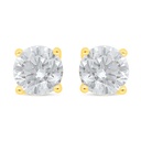 Sterling Silver 925 Earring Golden Plated Embedded WithWhite Zircon