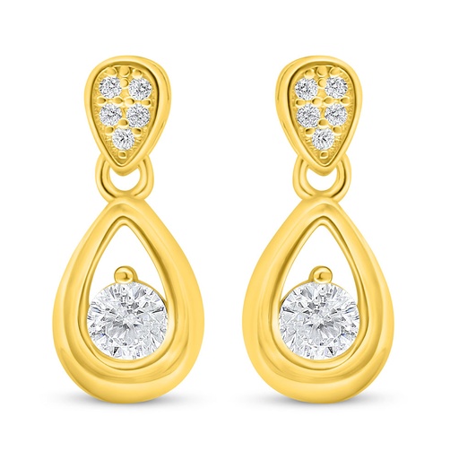 [EAR02WCZ00000D048] Sterling Silver 925 Earring Golden Plated Embedded WithWhite Zircon
