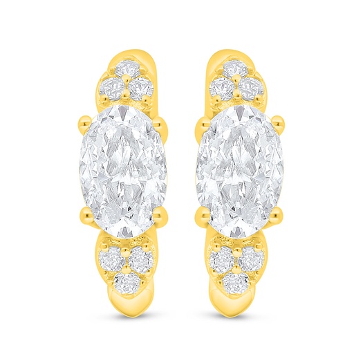 [EAR02WCZ00000D056] Sterling Silver 925 Earring Golden Plated Embedded With White Zircon