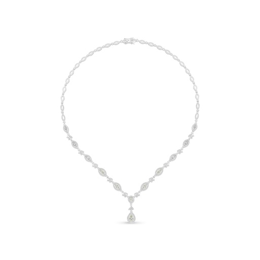 [NCL01CIT00WCZC093] Sterling Silver 925 Necklace Rhodium Plated Embedded With Diamond Color And White Zircon