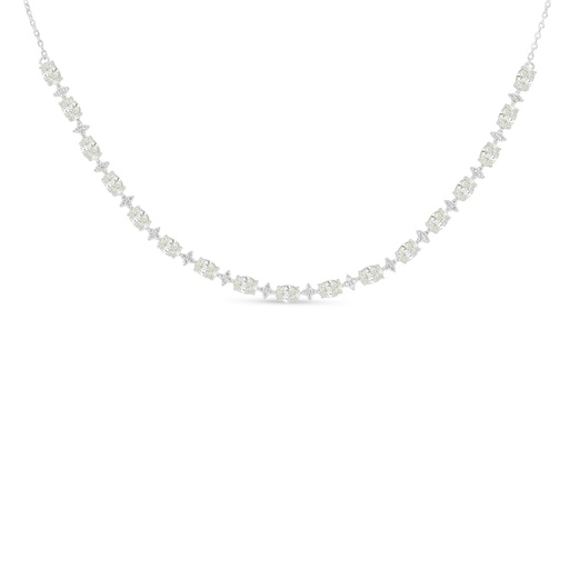 [NCL01CIT00WCZC096] Sterling Silver 925 Necklace Rhodium Plated Embedded With Diamond Color And White Zircon