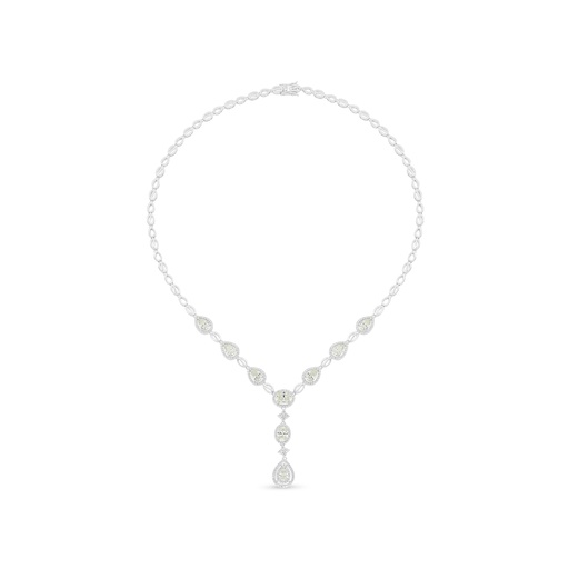 [NCL01CIT00WCZC097] Sterling Silver 925 Necklace Rhodium Plated Embedded With Diamond Color And White Zircon