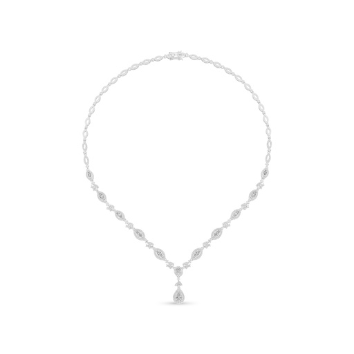 [NCL01WCZ00000C093] Sterling Silver 925 Necklace Rhodium Plated Embedded With White Zircon