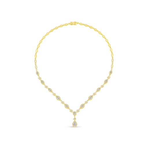 [NCL02CIT00WCZC093] Sterling Silver 925 Necklace Golden Plated Embedded With Diamond Color And White Zircon
