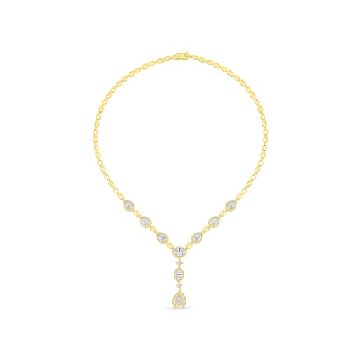 [NCL02CIT00WCZC097] Sterling Silver 925 Necklace Golden Plated Embedded With Diamond Color And White Zircon