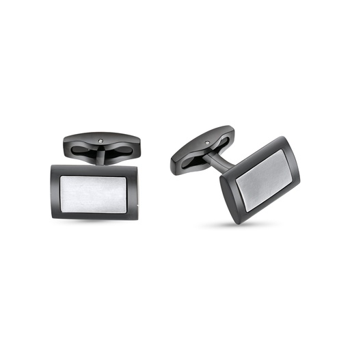 [CFL1000000000A075] Stainless Steel Cufflink 316L Silver And Black Plated 