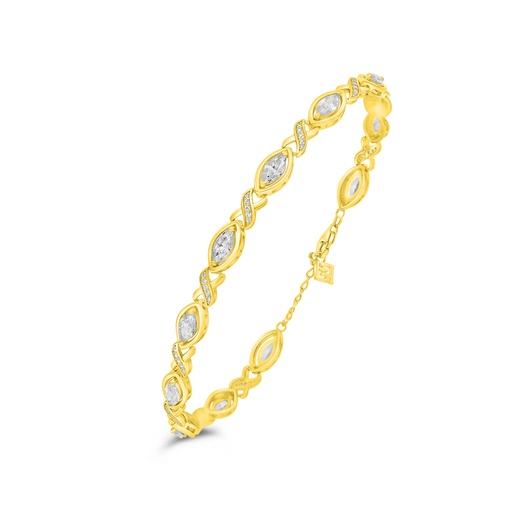 [BRC02CIT00WCZB541] Sterling Silver 925 Bracelet Golden Plated Embedded With Diamond Color And White Zircon