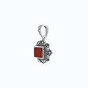 Sterling Silver 925 Pendant Embedded With Natural Aqiq And Marcasite Stones