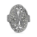 Sterling Silver 925 Ring Embedded With Marcasite Stones 