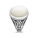 Sterling Silver 925 Ring Rhodium Plated White MOP For Men