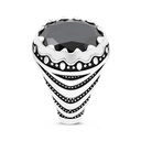 Sterling Silver 925 Ring Rhodium Plated Black CZ For Men