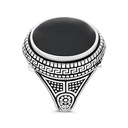Sterling Silver 925 Ring Rhodium Plated Onxy For Men