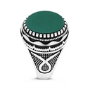 Sterling Silver 925 Ring Rhodium Plated Green Agate For Men