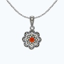 Sterling Silver 925 Pendant Embedded With Natural Aqiq And Marcasite Stones