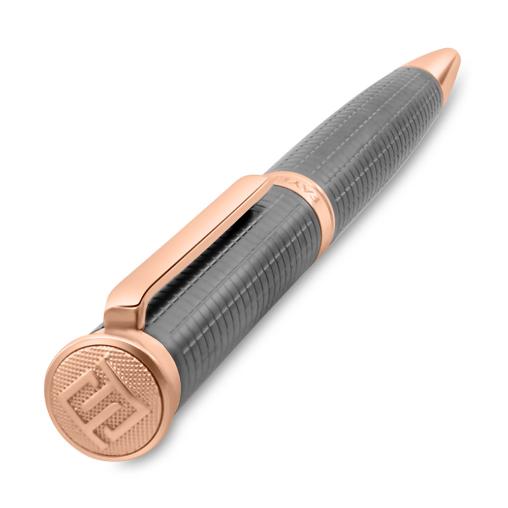Fayendra Luxury Pen Gray And Rose Gold Plated Embedded With Checkered Pattern