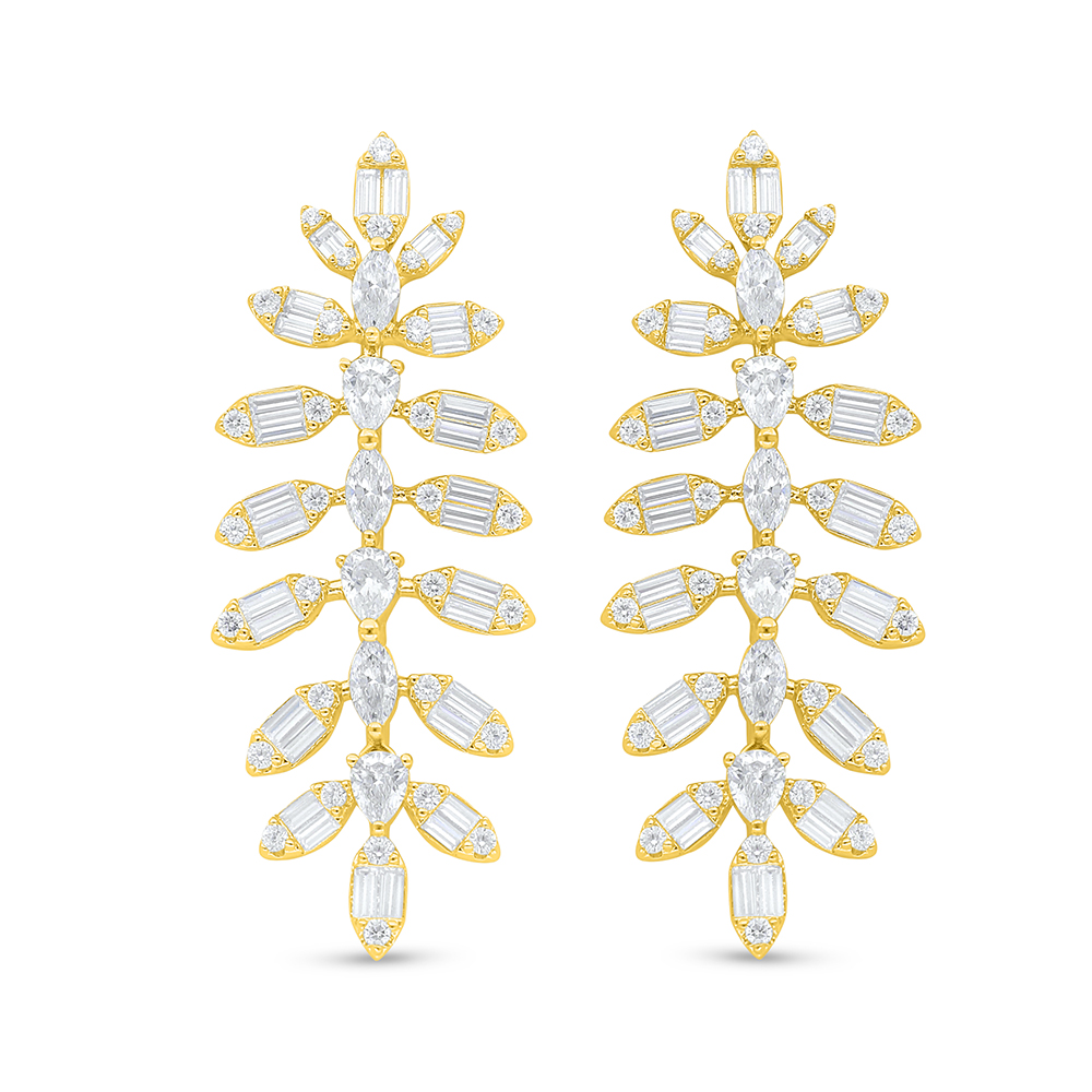 Sterling Silver 925 SET Golden Plated Embedded With White Zircon