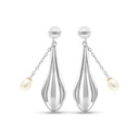 Sterling Silver 925 Earring Rhodium Plated Embedded With White Shell Pearl
