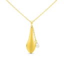 Sterling Silver 925 Necklace Gold Plated Embedded With White Shell Pearl