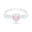 Sterling Silver 925 Ring Rhodium Plated Embedded With Pink Zircon And White Zircon