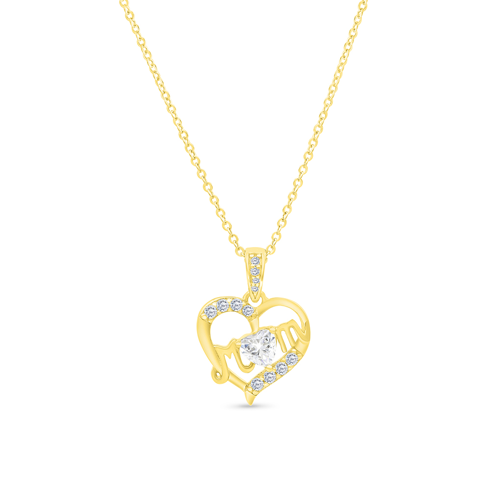 Sterling Silver 925 Necklace Gold Plated Embedded With White CZ