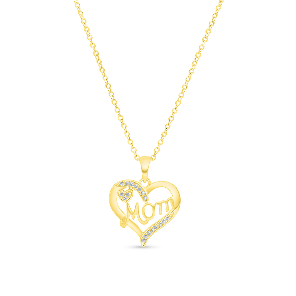 Sterling Silver 925 Necklace Gold Plated Embedded With White CZ