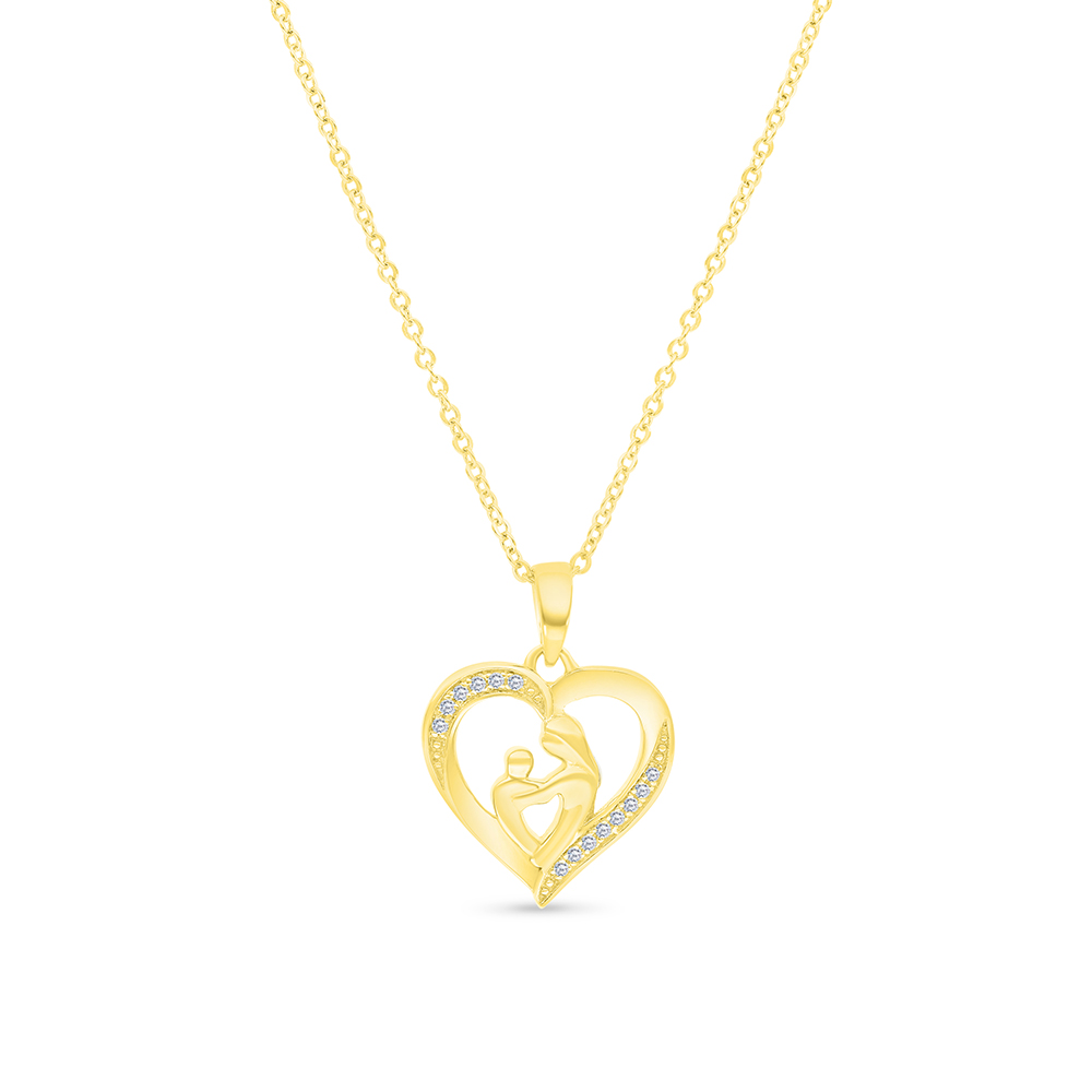 Sterling Silver 925 Necklace Gold Plated Embedded With White CZ