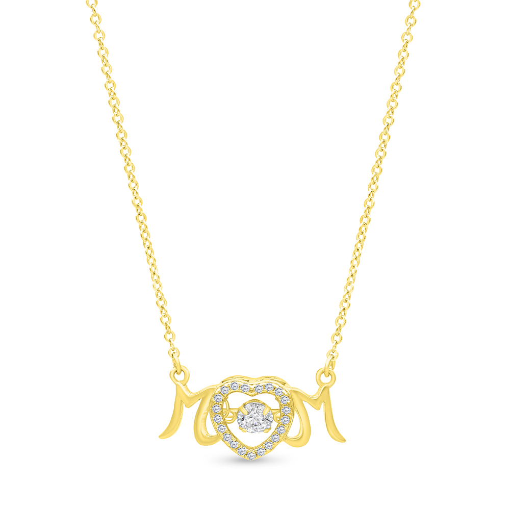 Sterling Silver 925 Necklace Gold Plated Embedded With White CZ