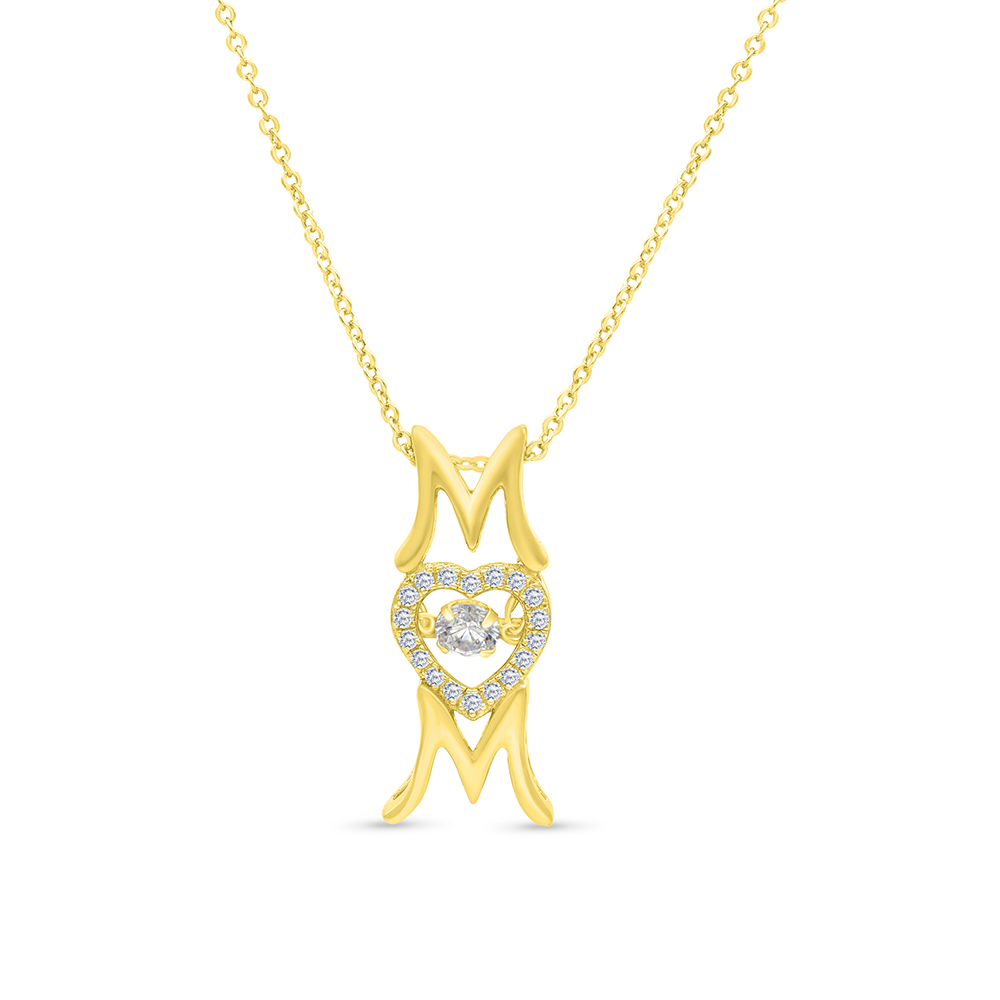 Sterling Silver 925 Necklace Gold Plated Embedded With White CZ