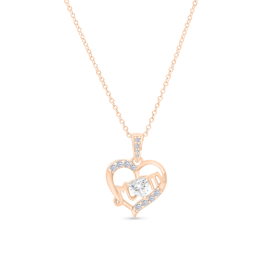 Sterling Silver 925 Necklace Rose Gold Plated Embedded With White CZ