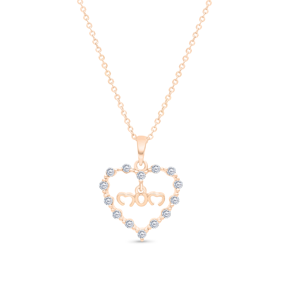 Sterling Silver 925 Necklace Rose Gold Plated Embedded With White CZ