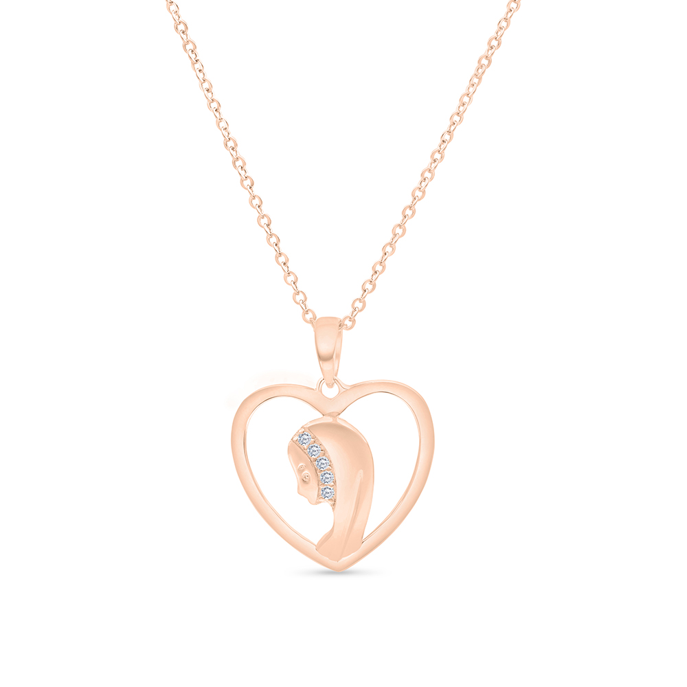 Sterling Silver 925 Necklace Rose Gold Plated Embedded With White CZ
