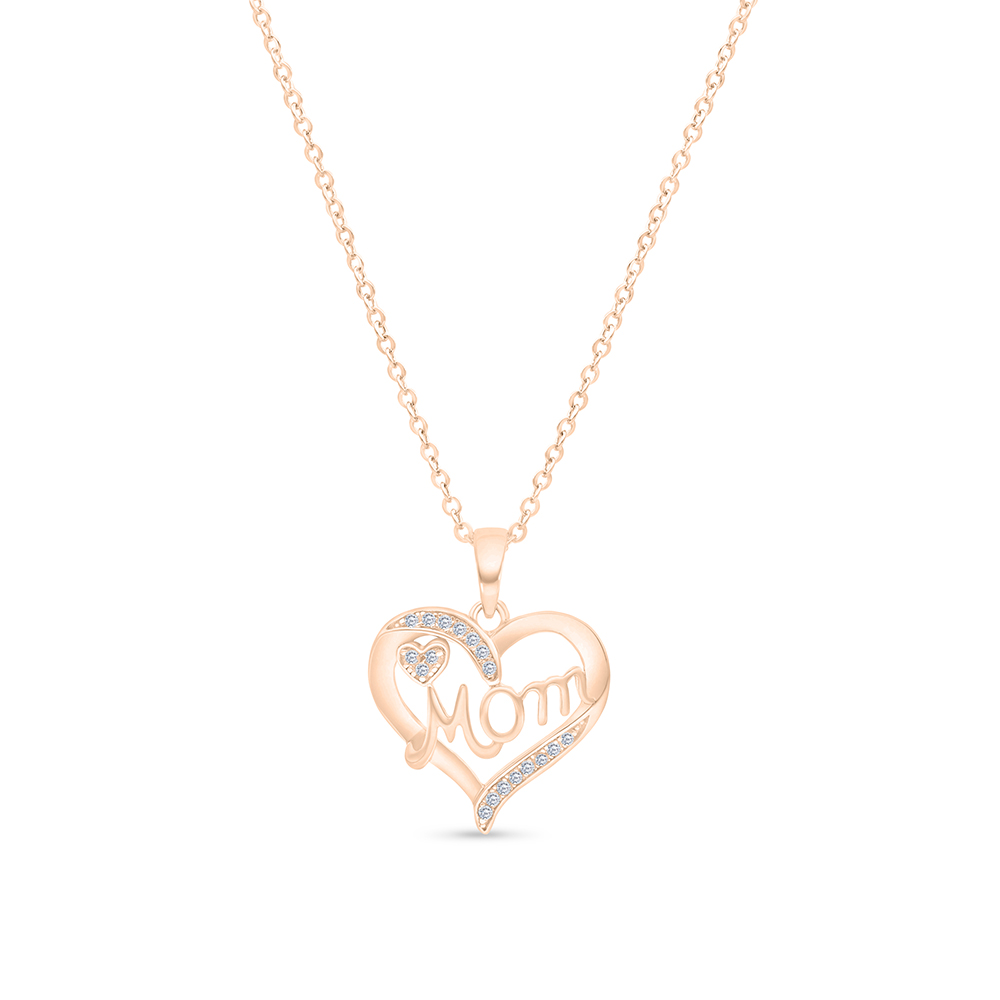 Sterling Silver 925 Necklace Rose Gold Plated Embedded With White CZ