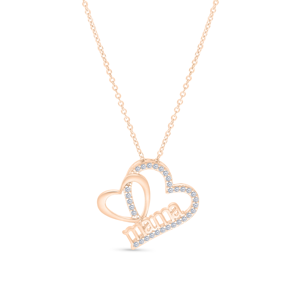 Sterling Silver 925 Necklace Rose Gold Plated Embedded With White CZ