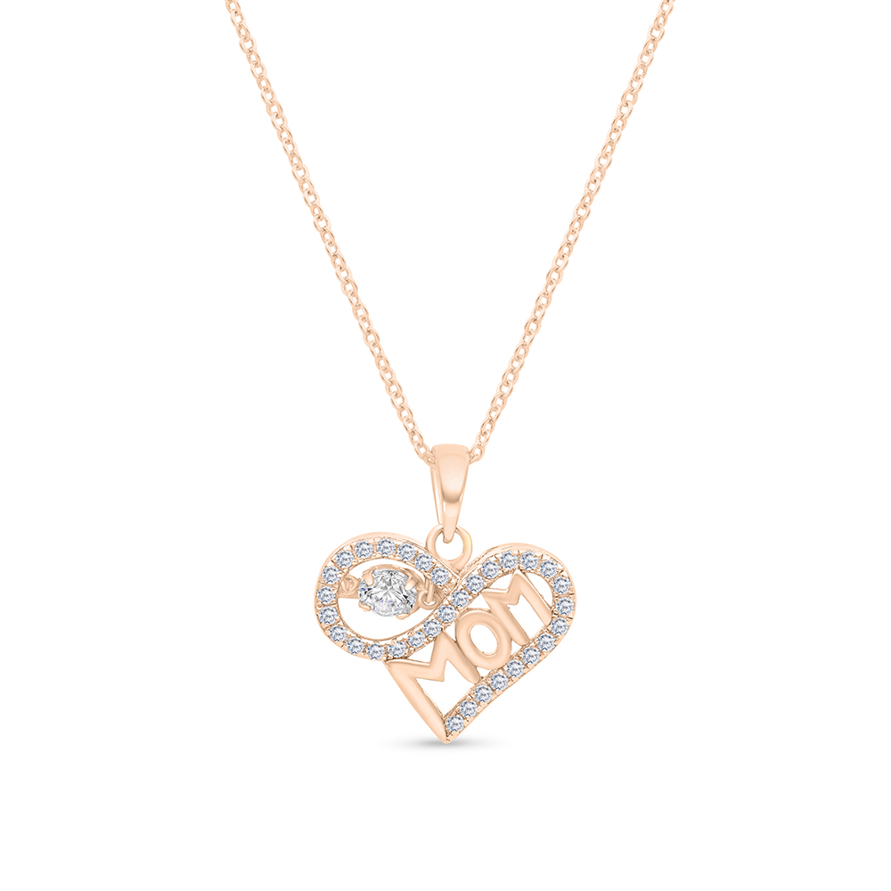 Sterling Silver 925 Necklace Rose Gold Plated Embedded With White CZ