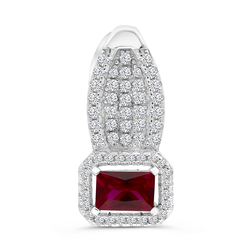 Sterling Silver 925 Pendant Rhodium Plated Ruby Corundum